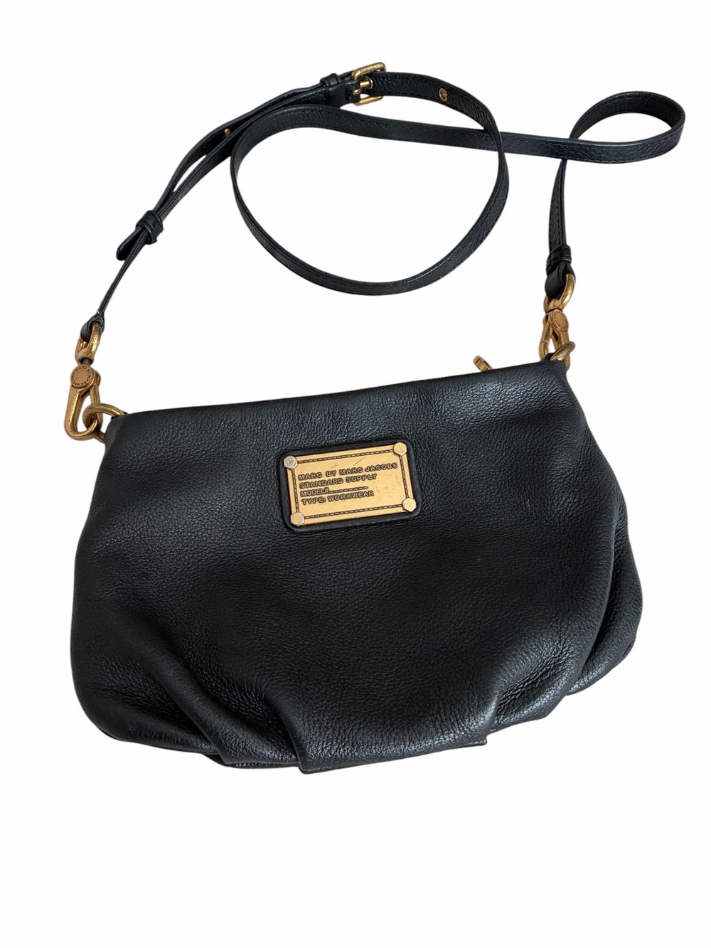 Marc by Marc Jacobs Black Leather Pebbled Crossbody with Gold Hardware